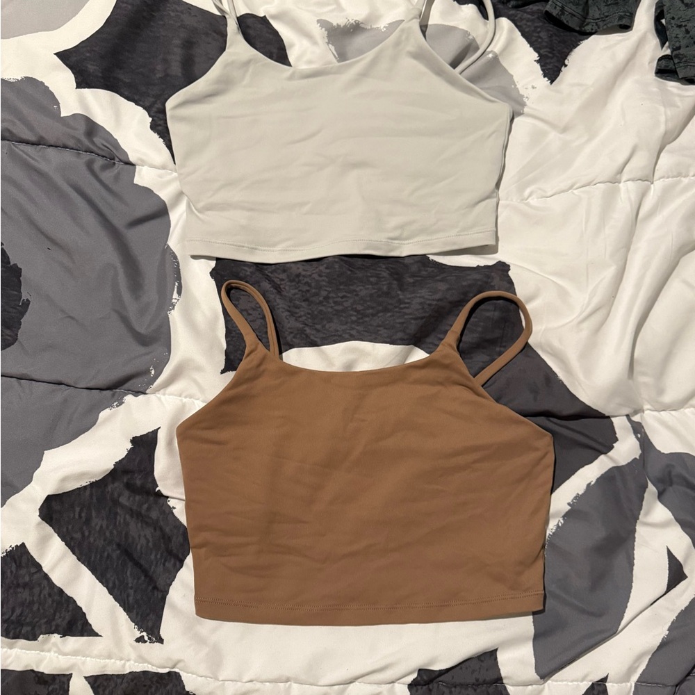 Women's Tan and Cream sports Crop Tops